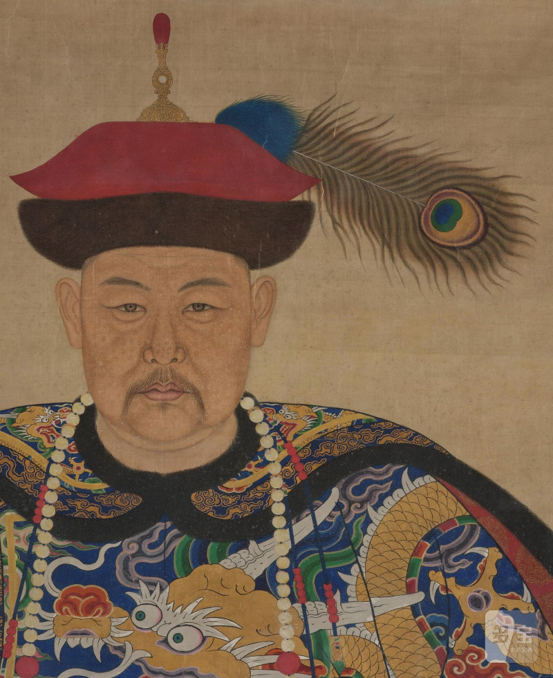 An Ancestral painting of a Manchu bannerman, - 图3